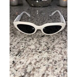 Michael Kors MK 2192 Empire Oval White Sunglasses Silver MK Logo
